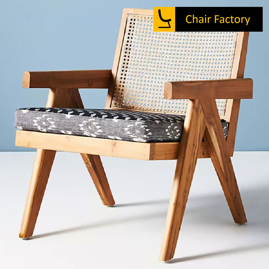 Pierre Jennneret Wood & Cane Designer Replica Arm Chair